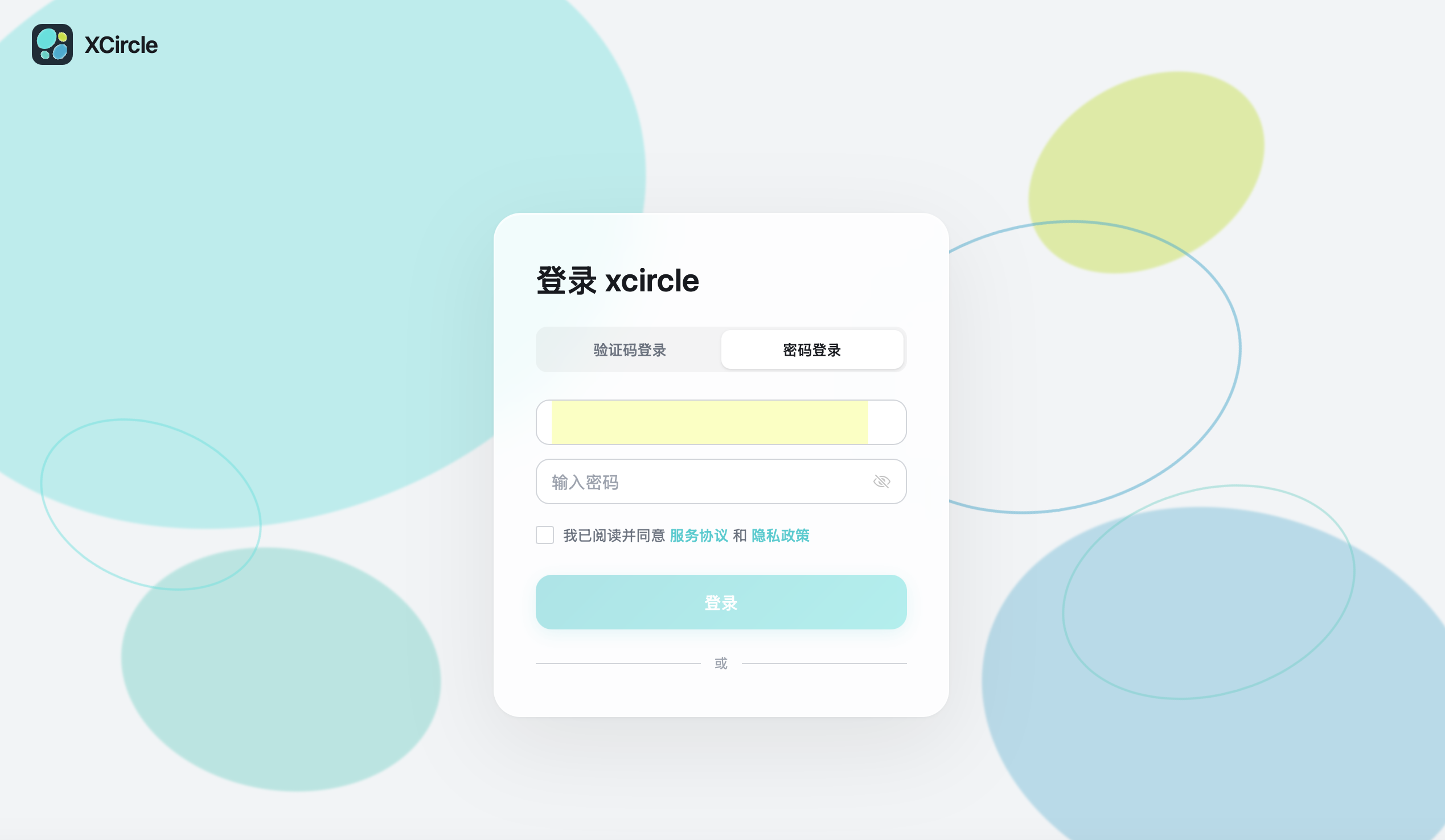 登录页面 - 密码登录标签页
